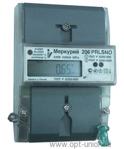 Счетчик Меркурий 206 N (5-60 А, 1 фаз. электроный 2тариф, на DIN